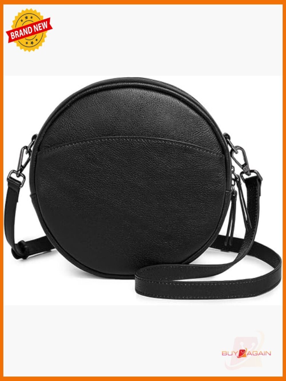 Genuine Leather Crossbody Bag, Round Circle Purse Shoulder Handbag